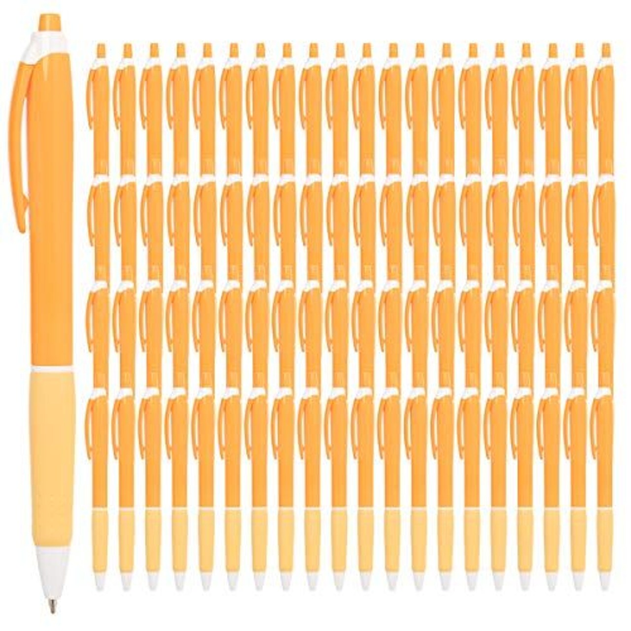 Simply Genius Pens in Bulk - 100 pack of Office Pens - Retractable Ballpoint Pens in Black Ink - Great for Schools, Notebooks, Journals & More (Orange, 100pcs)